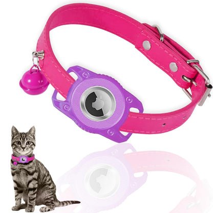 SplashSafe Leather Cat Collar with Airtag Holder