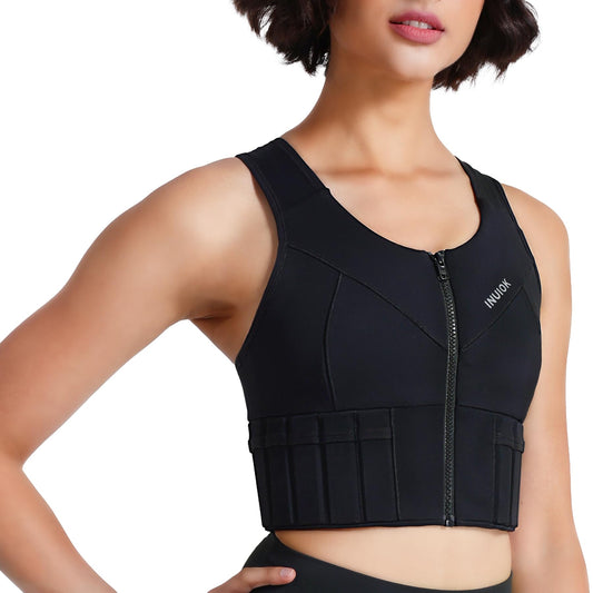INUIOK Womens Weighted Vest Weighted Vest: Designed for resistance training and added intensity during workouts.Suitable for various exercises like walking running or strength training. (BLACK S)