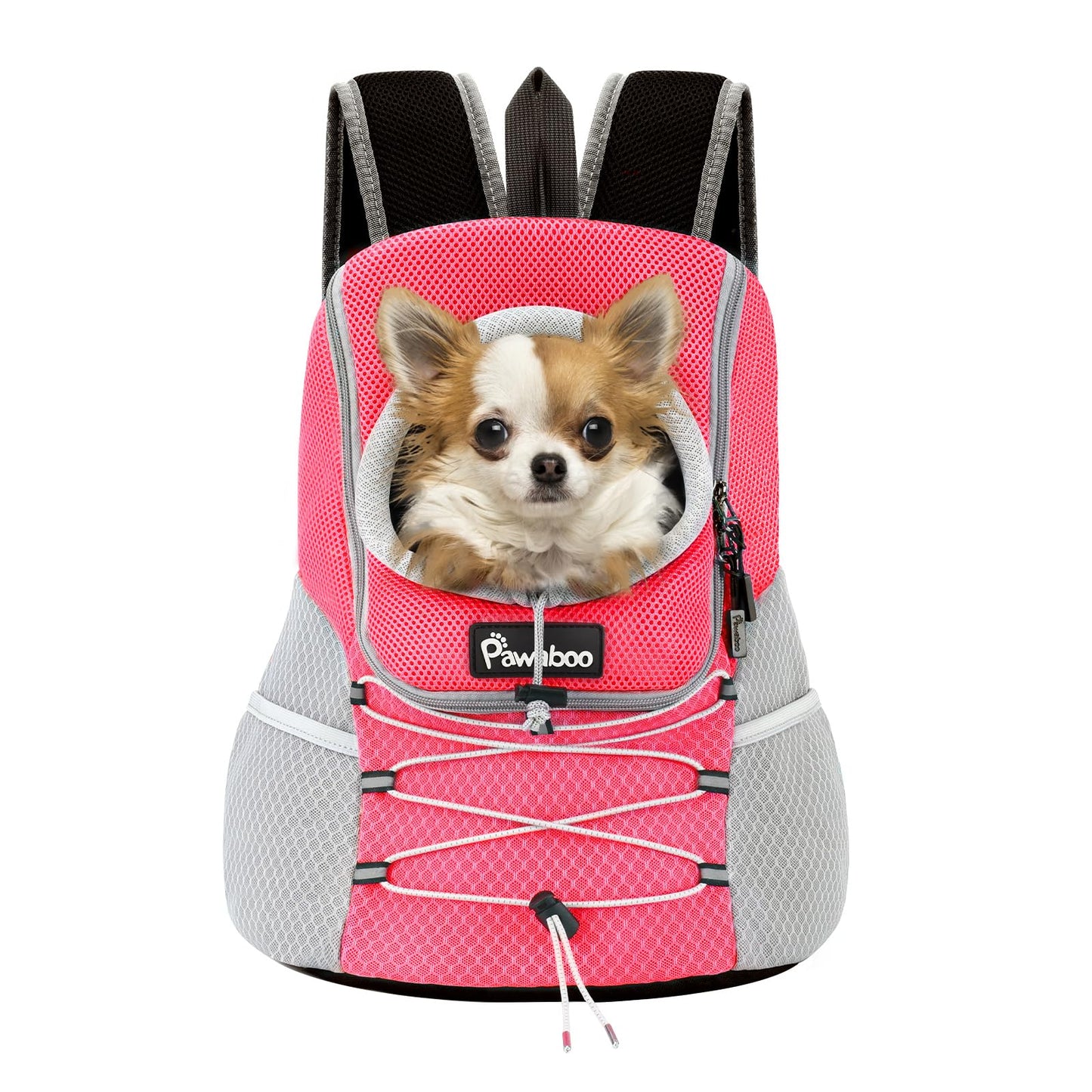 Pawaboo Pet Dog Carrier Backpack Puppy Dog Travel Front Carrier for Small Medium Dogs Cats Adjustable Breathable Dog Carrying Backpack with Safety Strips for Hiking Walking (Pink M Up to 10 lbs)